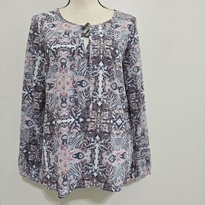 nwt SANCTUARY size Small Long Sleeve Paisley‎ Western Flowy Blouse Multicolor